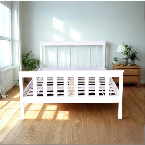 White 3ft 4ft wooden - white, bed