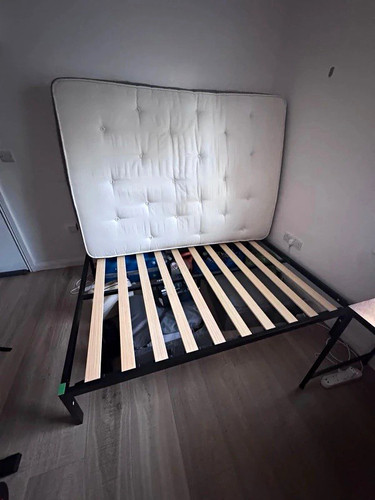 Double bed frame black - metal, &