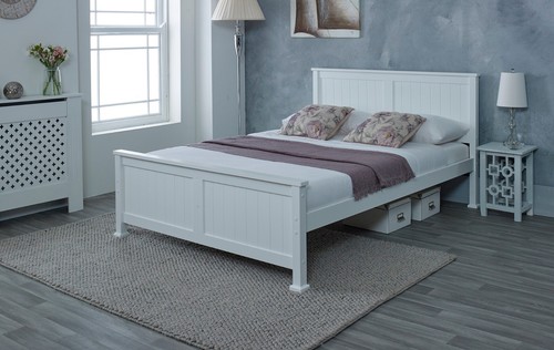 Madrid solid white wooden bed - madrid,