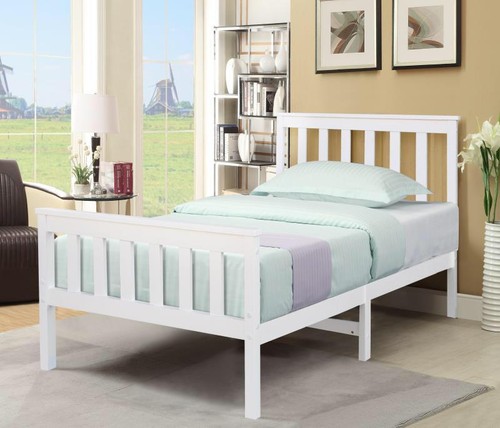 White 4ft 3ft - wooden, bed