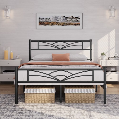 Metal platform bed frame with - platform,