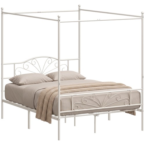 Homcom canopy bed frame double - homcom,