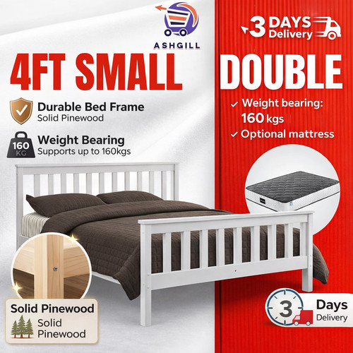 4ft small double solid white - ,