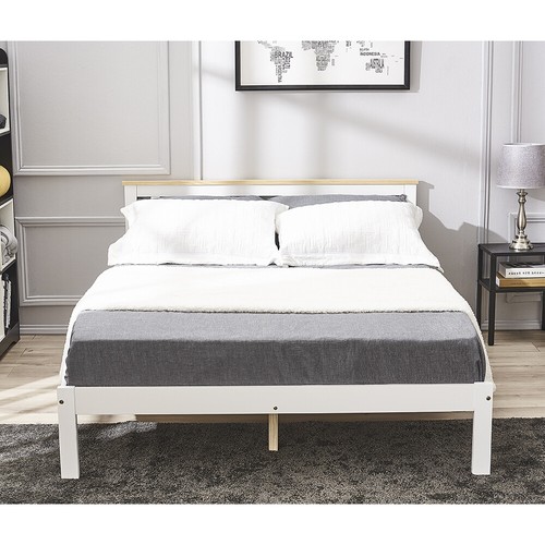 Simple white wood double bed - double,