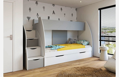 Children white grey bunk - bunk, bed