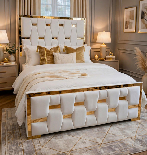 White gold mirror velvet - white/gold,