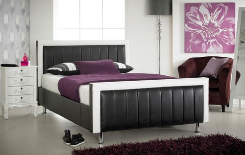 Contemporary faux leather bed - contemporary,