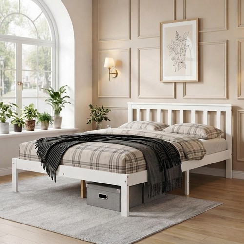 Elegant solid pine double - pine, bed