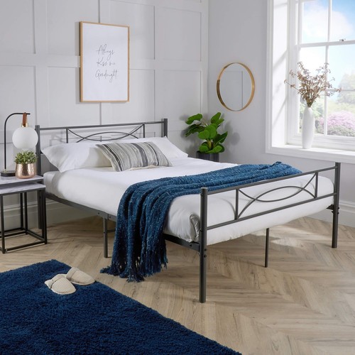 Metal double bed 4ft dark - metal,