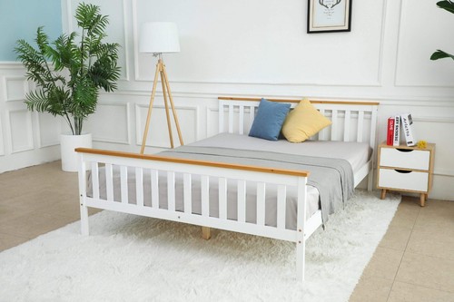 Grey solid wooden - wooden, bed
