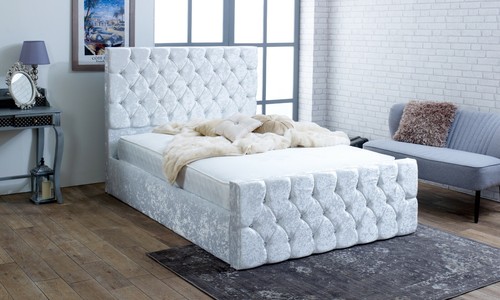 Silver diamante bed frame - bed,