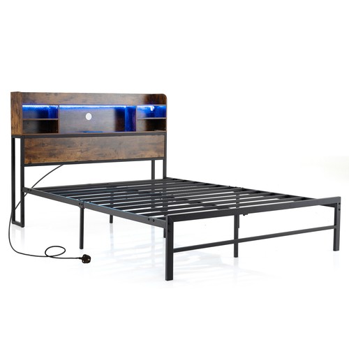 Double size bed - bed, led