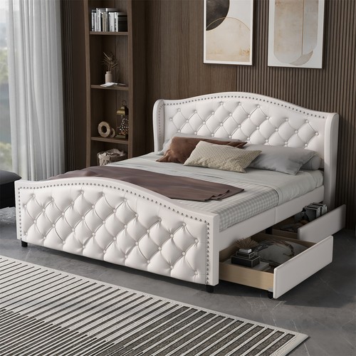 Double bed 4ft6 upholstered - bed,
